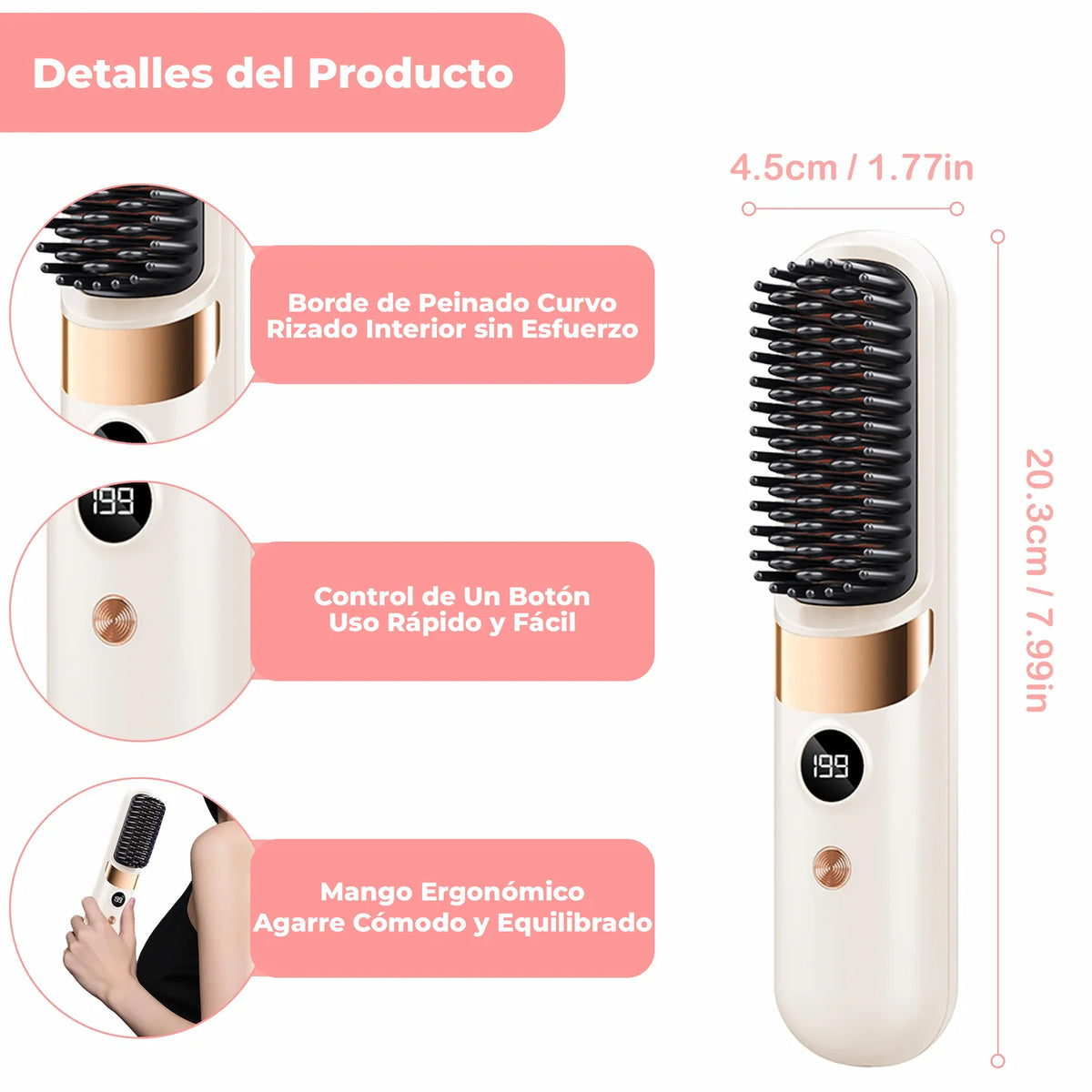 Cepillo Eléctrico Alisador Portátil con Pantalla Para Retoques - Gallery 3