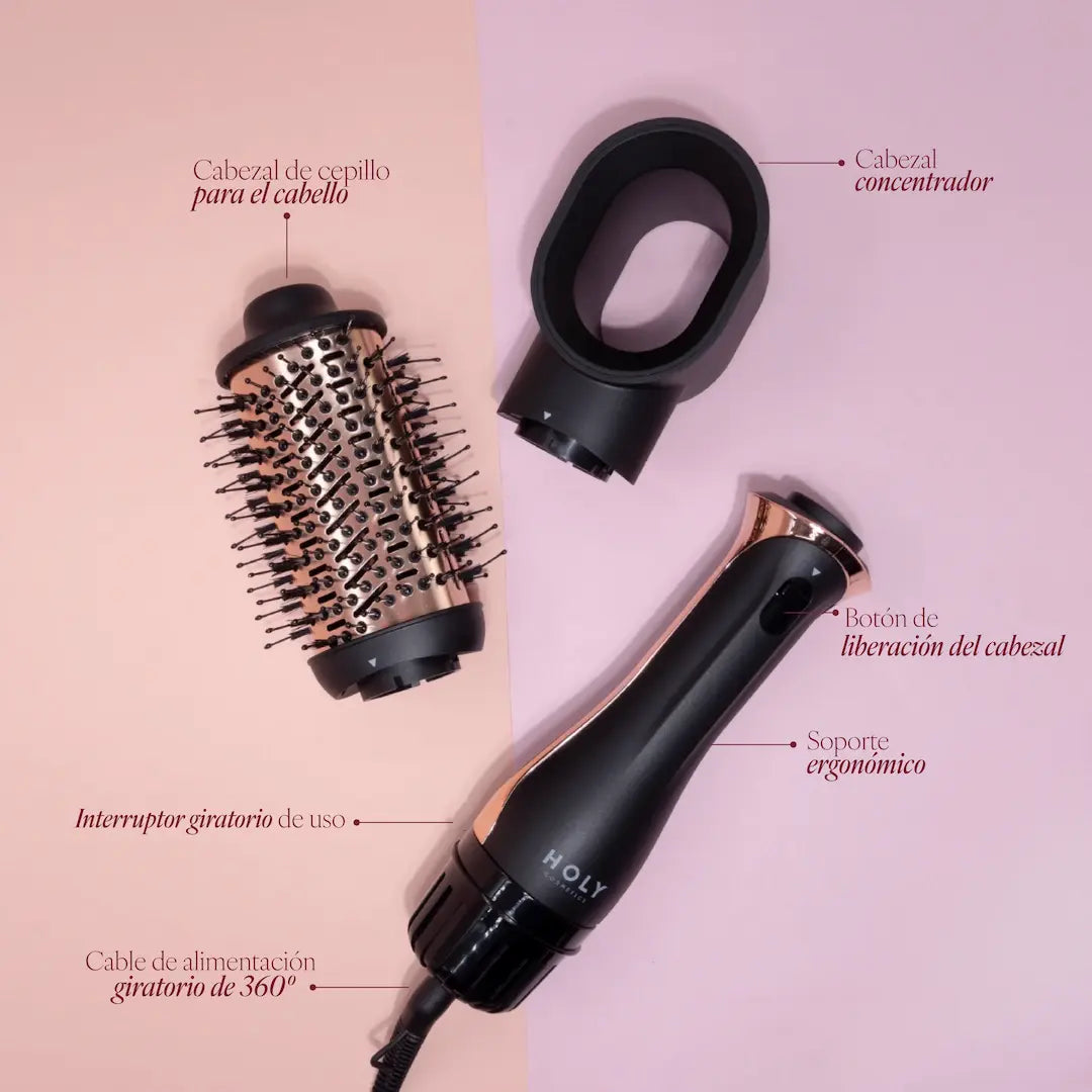 Cebezales y mango del cepillo secador y alisador Blow Out Duo Holy