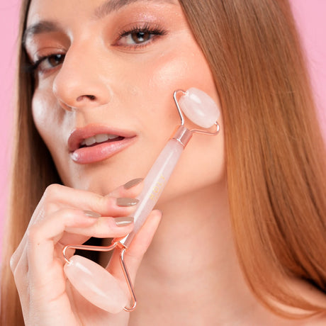 Rodillo Facial de Cuarzo Rosa Holy