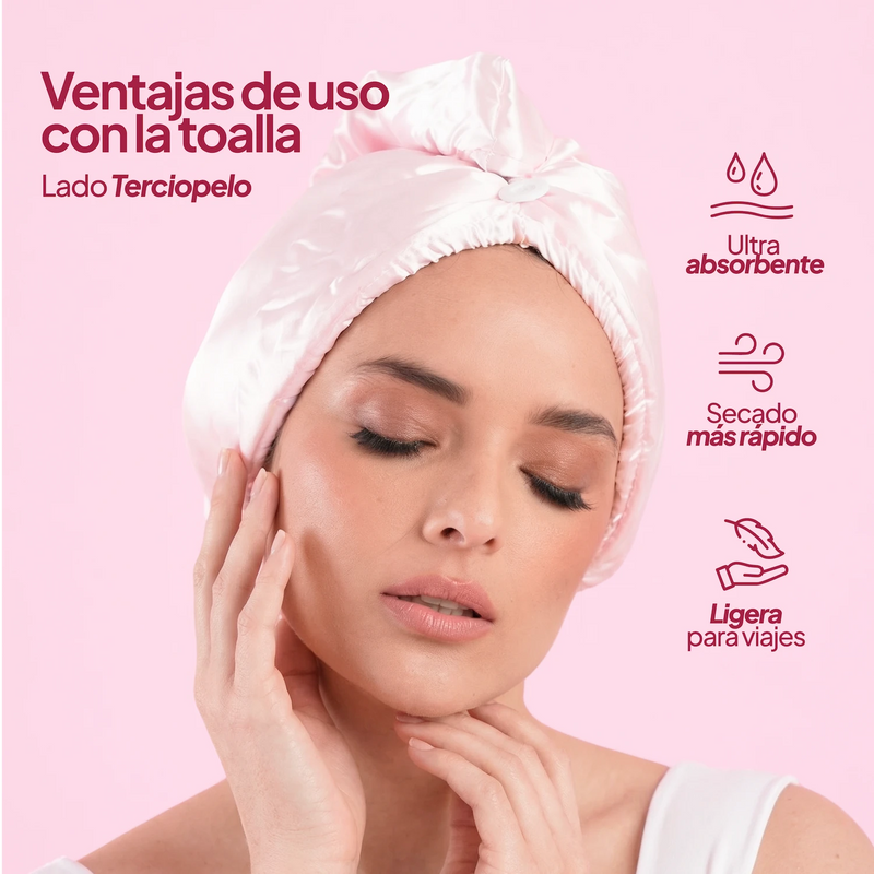Toalla Para El Cabello En Satin Y Terciopelo De Coral Holy - Image 3